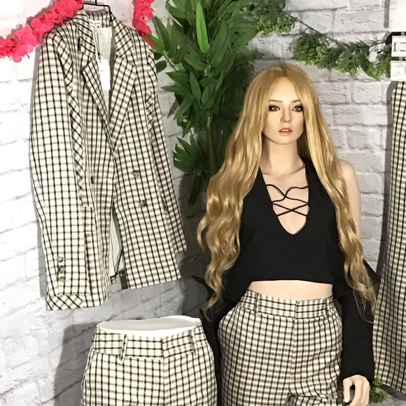 EXPRESS X Negin Mirsalehi plaid boyfriend Blazer - Picture 6 of 16